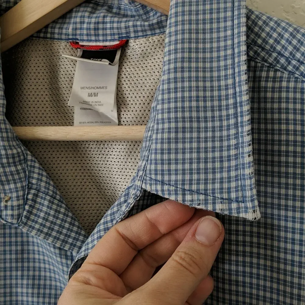 North Face Mens Casual Button Up Blue‎ Shirt Medium